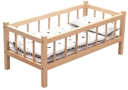 Luwecf Baby Doll Crib Doll Cot Role Play Educational Furniture with Mattress Pillow for Classroom, Preschool, Corner Nursery Photo
