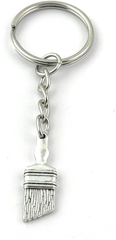 FizzyButton Gifts Paintbrush Keyring Key Ring with Silver Tone Charm and Silver Tone Keychain