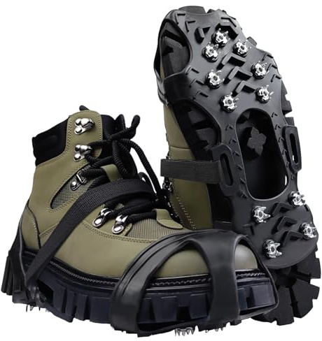 Schuhspikes Ice Schuhkrallen Eisspikes,Steigeisen für Wanderschuhe,Anti Rutsch Schuhspikes Grödel,rutschfeste Eisspikes schuhkrallen,Für Joggen,Klettern und Wandern (XL)