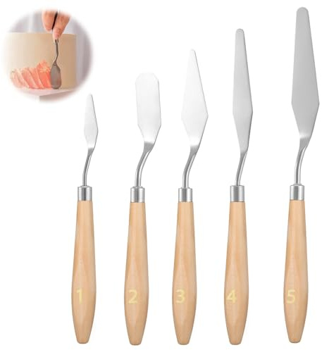 5 Stück Streichpalette Set, Torten Spatel Winkelpalette Kuchen Creme Spachtel Rührschaber Set Cremespatel für Torte, Backen, Konditorei