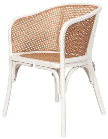 Biscottini Chaise Cuisine Vintage bois et rotin 62x52x78 cm - Chaise de salle à manger - Chaises de cuisine - Fauteuil en bois et paille de Vienne - Chaises de salon intérieur extérieur - Fauteuil