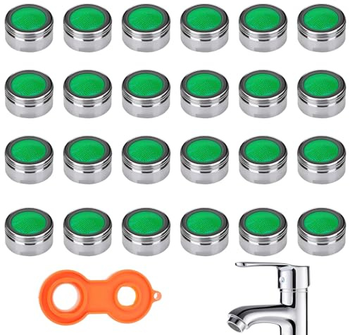 24 Stück Wasserhahn Filter M24, Wasserhahnfilter, Wasserhahn Sieb Einsatz mit ABS-Filter Inkl, 24mm Diffusor Hahn, Für Bad und Küche mit 24 Dichtungen und 1 Schlüssel