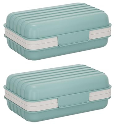 CHROMACRAFT 2 Boîtes À Savon avec Couvercle, Rangement De Vanité, Drain Et Résistant À L'Humidité, Boîte À Savon en Plastique Simple (Bleu Brouillard).