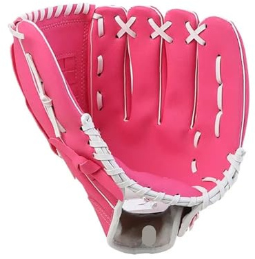 Baseballhandskar, baseballhandskar, softboll-träningsutrustning, storlek 10,5/11,5/12,5, vänster hand, ungdomar, vuxna, utomhusträning, sport (rosa 11,5 tum)