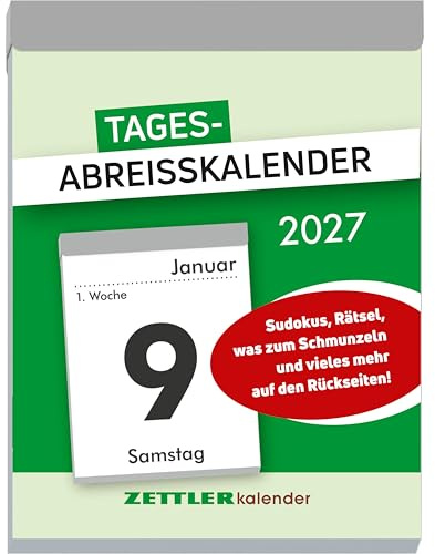 Tagesabreißkalender XL 2027: Abreißkalender 8 x 11 cm, 1 Tag pro Seite mit Sudoku, Rezepten, Rätseln & Tipps auf den Rückseiten | Abreißkalender 8 x 11 cm, 1 Tag pro Seite mit Sudoku, Rezepten, Rätseln & Tipps auf den Rückseiten