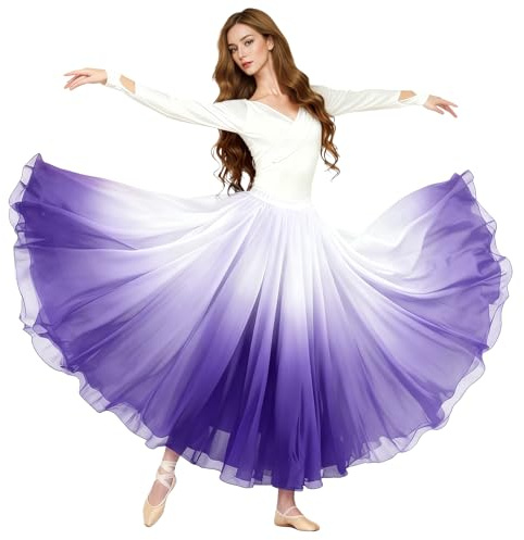 Baisdan Jupe Danse Orientale en Chiffon pour Femme, Jupe Flamenco pour Danse du Ventre et Spectacles