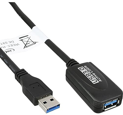 InLine® USB 3.2 Gen 1 Aktiv-Verlängerung, Stecker A an Buchse A, schwarz, 5m