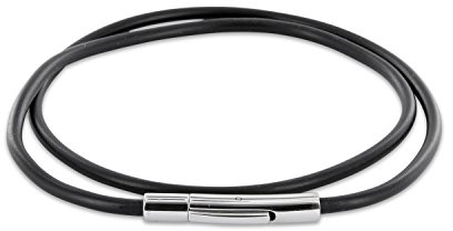 Auroris Halskette/Armband - Kautschukband schwarz Dicke 3mm mit Hebeldruckverschluss aus 304 Edelstahl