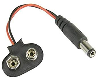 Tecnostore® - Juego de 2 cables adaptadores tipo clip, para pilas de 9 V, con jack DC de 2,1, para Arduino