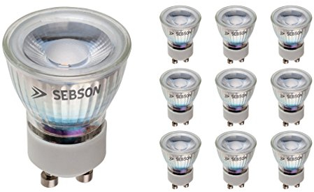 SEBSON Bombilla LED GU10 3W Equivalente a 25W - 250 Lúmenes Blanco Cálido 2900K No Regulable - Angulo de Haz 46° - Bombilla Spot LED 230V ø35x47mm - Juego de 10