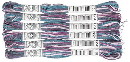 DMC 517-4514 Sticktwist, bomull, 4514 blå/lila/rosa, 8 m