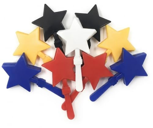 Funiverse Bulk 20 Pack Star Shaped Hand Clappers - Multicolor Team Spirit Noise Makers for Parties, Sports Events & New Years Favors
