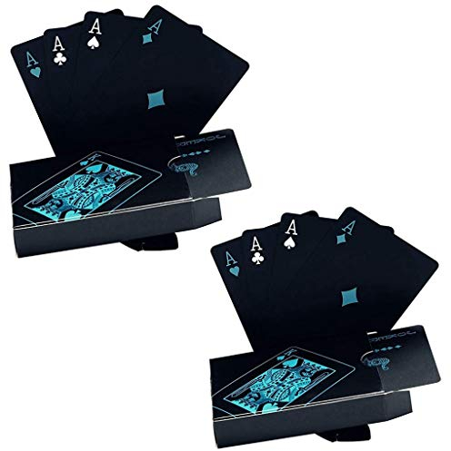 Poker-Karten, wasserdicht.Schwarzes Design, Professionelle Poker-Karten aus Kunststoff in Aluminiumgehäuse.Top-Qualität., 2 pcs