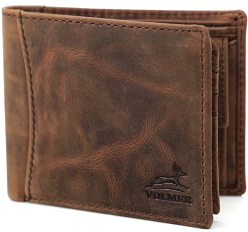 Fa.Volmer ® Herren Leder Geldbörse Usedlook mit RFID-Schutz Braun #MW82A-Braun