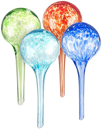 Royal Gardineer Bewässerungskugel Glas: 4er-Set Gießfrei-Bewässerungs-Kugeln aus Glas, bunt, Ø 6 cm (Blumenbewässerungssysteme, Pflanzenbewässerung, Garten Bewässerung)