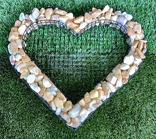 Griglia a forma di cuore con pietre di Giallo Siena, per decorazione di tomba, decorazione funeraria