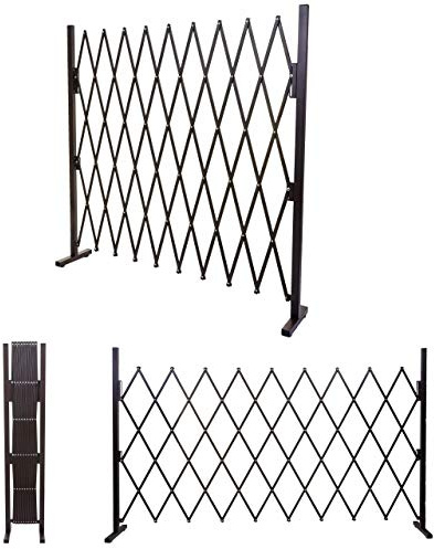 Absperrgitter HWC-B34, Scherengitter Rankhilfe Tierschutzgitter ausziehbar, Alu braun - Höhe 153cm, Breite 32-265cm | Scherengitter, Rankhilfe, Tierschutzgitter, ausziehbar