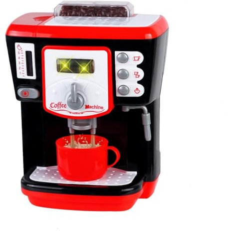 koolbitz Kids Coffee Machine Toy, Realistic Working with Lights & Sounds Electric Coffee Maker for Role Play Cafe Shop, Pretend Play Kitchen Appliance Gift Set for children 3+ Years
