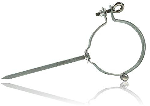 Collier de serrage galvanisé à chaud 100 mm avec goupille à frapper de 140 mm – Collier de serrage galvanisé pour fixation de tuyaux de descente sur le bâtiment – Collier de serrage pour tuyaux de