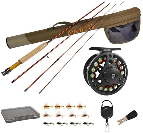 Aventik Extreme Fly Fishing Combo Kit 0/1/2/3/4/5/6 Weight Starter Fly Fishing Rod and Reel Kit Outfit with One Travel Case(8'1'' LW3/4 Fly Rod Kit)