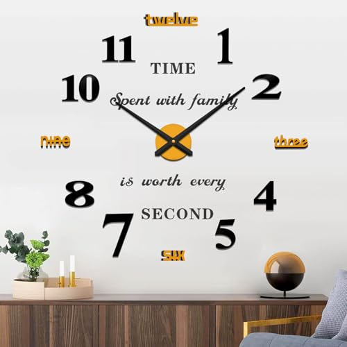 Vangold Moderne Mute DIY große Wanduhr 3D Aufkleber Home Office Decor Geschenk