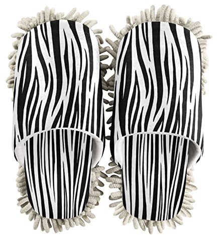 JUMBEAR Schöne Zebra-Textur-Reinigungs-Hausschuhe, Staubreinigungswerkzeug, waschbare Mopp-Reinigung, Hausschuhe, Schuhe für Küche, Haus, Wohnzimmer, (M)
