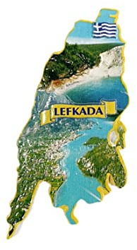 Lefkada Grecia - Magnete da frigorifero a forma di mappa 3D, regalo per souvenir, in resina, fatto a mano, per frigorifero, collezione di decorazioni per casa e cucina
