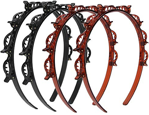 4 Stück Unisex Mode Haarstyling Stirnband für verschiedene Anlässe, Kopfbedeckung mit Zähnen Design und hohe Zähigkeit für einfache Anpassung der Größe, Haarreifen Haarschmuck Doppelschicht