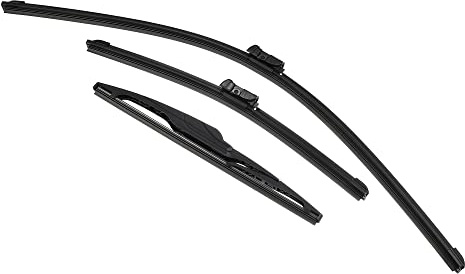 QUARKZMAN 3er Set Wischerblätter Für Ford Fiesta MK7 08-16 | Schwarz, Gummi, Kunststoff, Größe 26,15,12, Vorder- Und Heckscheibe, Allwetterfest