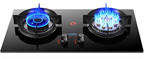 Cuisinière À Gaz, Table De Cuisson En Verre Trempé De 29,5 Pouces À Double Brûleur, Installation De Bureau Et Encastrée Adaptée À La Cuisine Et Au Camping, 5,2 KW (Color : F, Size : LPG)