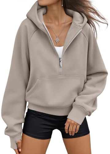 AUTOMET Womens Hoodies Fleece Fall Fashion Outfits Workout Sweatshirts Y2k Winter Zip Up Jackets Oversized Tops Clothes 2026 CoffeeGrey S