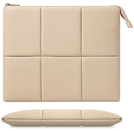 MoKo 9-11 Zoll Tablet Tasche Hülle Kompatibel mit iPad Pro 11 M4 2024, 11 Zoll iPad Air M2 2024, iPad 10th 10,9 2022, Puffy PU Leder Tablet Schutzhülle mit Integriertem Gummiband,Sand