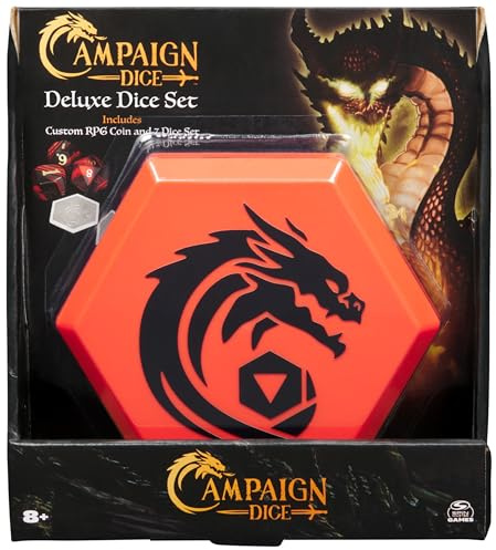 Spin Master Games, Campaign Dice, Premium Dice to Go, Set of Polyhedron Dice for RPG & Board Games, Storage Case, DND Dungeons and Dragons, MTG Magic The Gathering, for Ages 8 & Up
