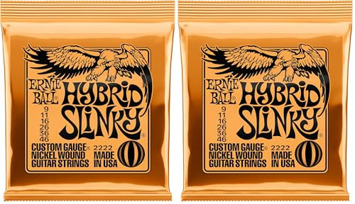 Ernie Ball, Hybrid Slinky Nickel Wound, Corde per chitarra elettrica, diametro 9-46 (Confezione da 2)