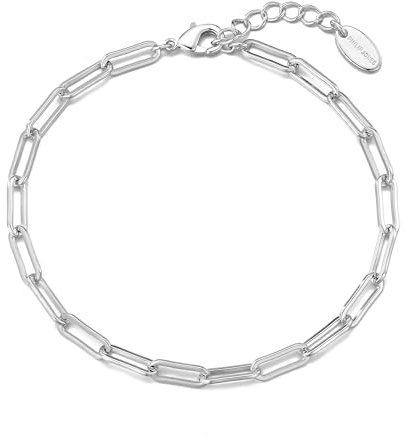 Philip Jones Pulsera chapada en plata con clip de eslabones pequeños