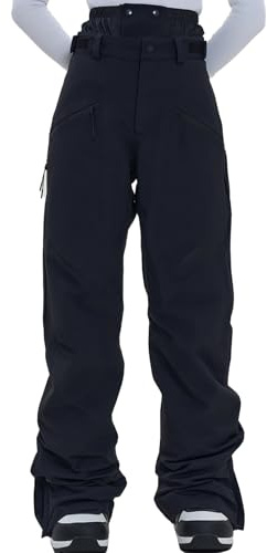 HIGH EXPERIENCE Ski Pants Snow Snowboard Pants Waterproof Insulated Baggy Windproof Hiking Winter Warm for Men Women (Black, Small)