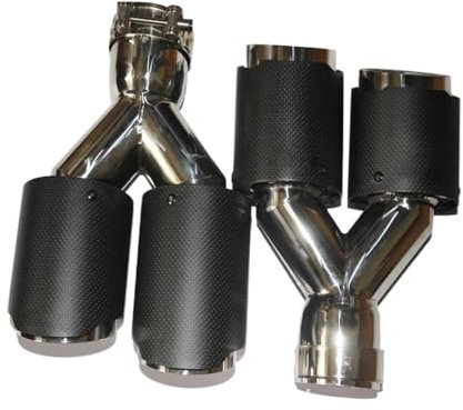 Auto Endrohre Für 1 Paar Y-Modell Matt Carbon 304 Edelstahl-Auspuffanlagen Dual End Tips Schalldämpferspitze Auto Auspuff Endrohr (Farbe : 57MM IN 89MM Out)