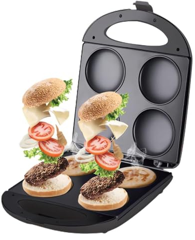 YOtat Mini Poêle À Crêpes 4 Trous, Crêpière Électrique 1600 W, Antiadhésive, Contrôle Automatique De La Température, Chauffage Double Face, pour Omelettes, Wraps, Farcis, Crêpes, Pâtisseries