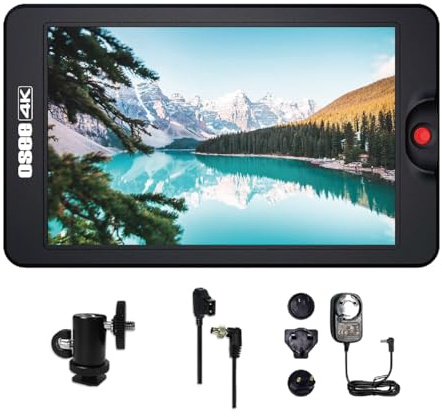 Osee T7 DSLR Camera Monitor 7 inch Upgraded Version 3000 Nits Ultra Bright Daylight Viewable FHD Camera Monitor 3D LUT HDR 4K HDMI Input & Output Including Ball Head Power Adaptor and D-tap Cable