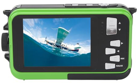 Unterwasserkamera, 48 MP 2,7 K HD 10 Fuß wasserdichte Digitalkamera mit Zwei Bildschirmen, 16-fachem Digitalzoom, Integriertem Fülllicht, 650 MAh Akku, Zum Schnorcheln,