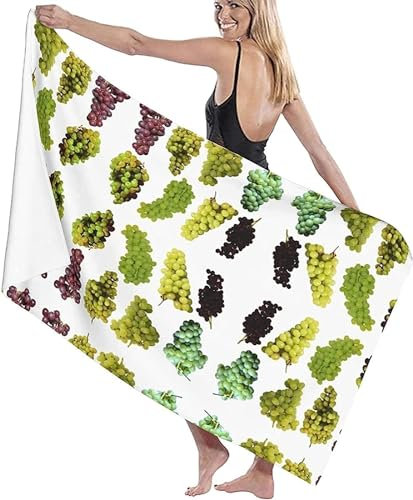 okoikfc 3D Strandtuch 80x160 cm Traube Badetuch Groß Traube Microfaser Handtücher Weich Schnell Trocknen Strandhandtuch Herren Frauen Badetücher, Strandtücher Strandlaken Handtuch A1690