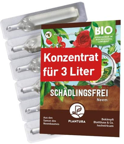 Plantura Bio-Schädlingsfrei Neem, effektive Schädlingsbekämpfung mit Neem, gegen Blattläuse, Thripse & Co. an Gemüse, Kräutern & Zierpflanzen, 9 ml Konzentrat für bis zu 3 L (36 m²)