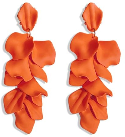 WATEFOER Pendientes Largos de Acrílico Con Pétalos de Rosa Para Mujer - Florales Exagerados Con Borla Para Niña - Regalos de Cumpleaños Para San Valentín Día de la Madre