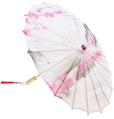 PACKOVE Japanischer Ölpapier Regenschirm mit Holzgriff und Stoffbespannung Dekorativer Bühnen und Tanzschirm für Hochzeiten und Restaurantdekoration im Klassischen Stil