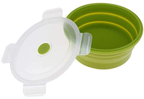 Courtieyeardceastea Cuenco plegable de silicona para camping, 1200 ml, color verde