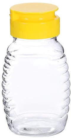 sourcing map Botellas de miel de plástico de 108 ml, dispensador de miel a prueba de fugas, recipientes de miel recargables con tapa abatible para almacenar y dispensar jarabe de salsa