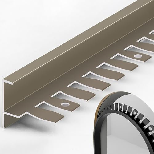 Raouoae Profilé Métallique Pliable En F Pour Protection De Bord De Carrelage, 135cm, 2 Pièces, Bordure De Sol Stratifié, Finition Escalier Et Marche, Durable Pour Carrelage, Stratifié Et Escaliers(Cha