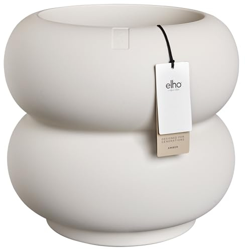 elho Amber roll Low 43cm Blumentopf - Linen White | Ø 43 x H 40 cm | Für Innen- und Außenbereiche geeignet | 100 % recycelter Kunststoff