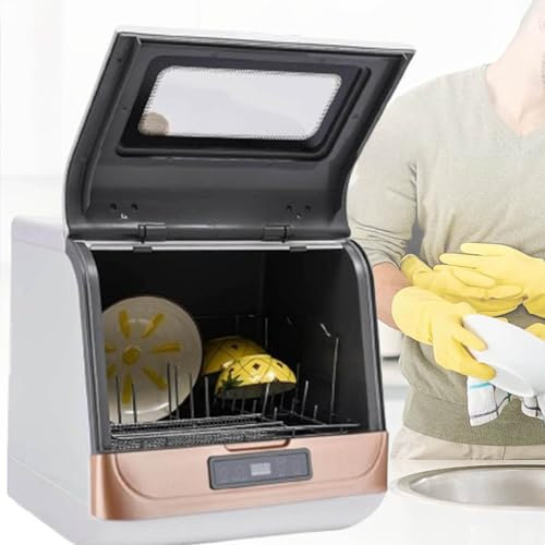 MhWrughts Dishwasher, Desktop Installation-Free Dishwasher, Table Space Cutlery Custom Home Office Small Portable Dishwasher, Multifunction No Installation Complete Cleaning,Gold