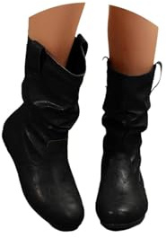 Agiyenna Stivali Western Eleganti da Donna Stivaletti Invernali in Tinta Unita Stivali Foderati Caldi Stivaletti Casual Stivali Slip-On Comodi Stivaletti Piatti Stivali per il Tempo Libero All'aperto